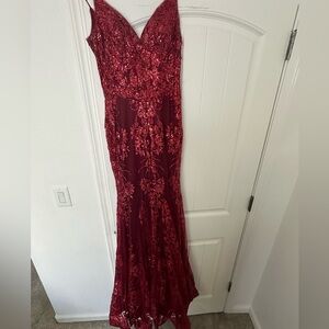 Elegant Red Sequin Gown